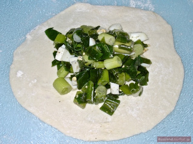 Pierogi filling: Green onions with egg