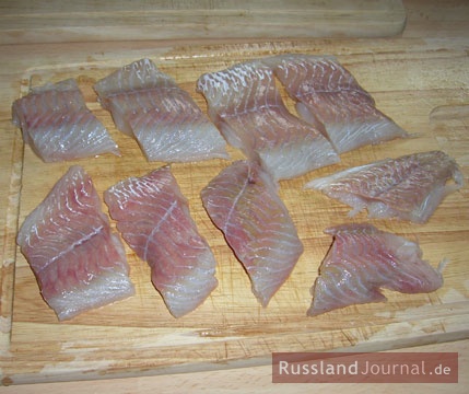 Cut salmon into pieces.