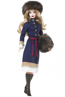 Russia Barbie Puppe mit Pelzmütze und Muff