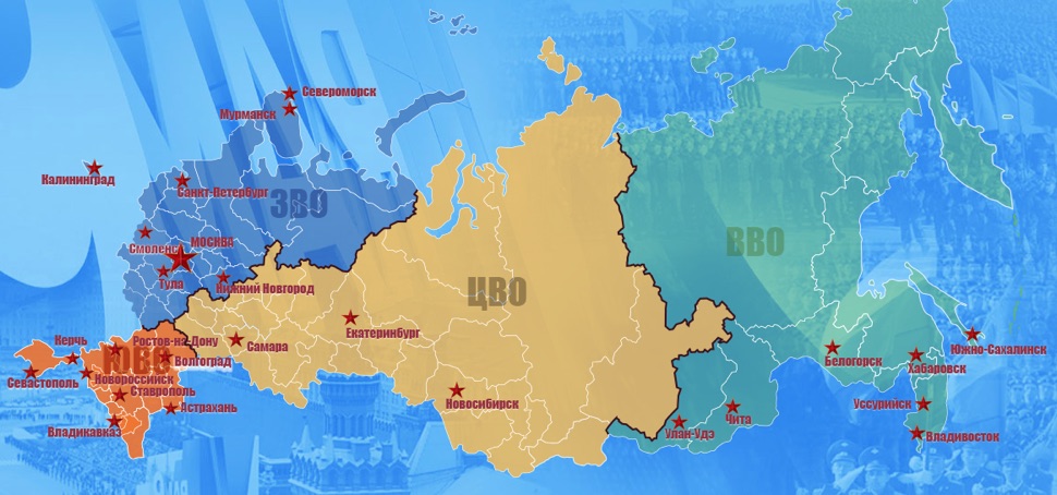 Karte der Siegesparaden in Russland 2015
