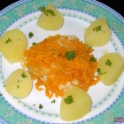 Fisch mit Karotten und Zwiebel