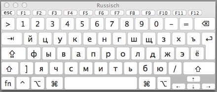 Virtuelle russische Tastatur auf dem Mac