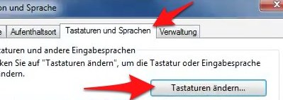 Im Reiter "Tastaturen und Sprachen" lassen sich die Tastaturen ändern