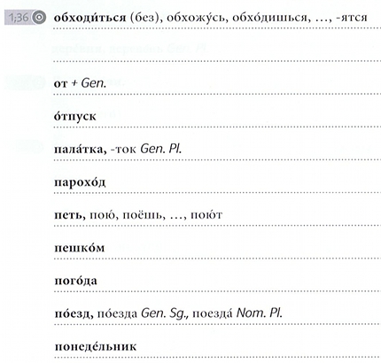 Vokabeln aus Hörprobe 1 aus dem MOCT 1 Russisch Vokabeltrainer