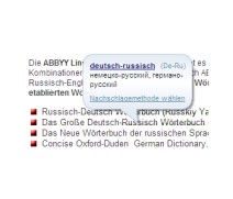 Pop-Up Übersetzung im Webbrowser im ABBYY Lingvo Wörterbuch x3