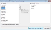 Wörter aus dem ABBYY Lingvo Wörterbuch x3 in den Vokabeltrainer aufnehmen
