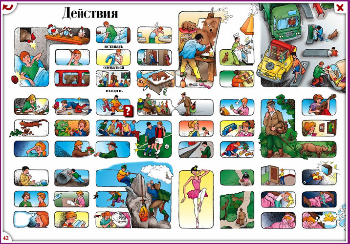 Übersichtsseite mit Aktivitäten zum Lernen von russischen Verben auf der CD im ELI Illustrierten Wortschatz Russisch