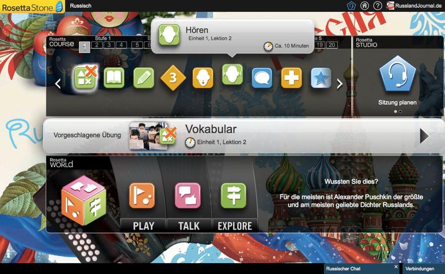 Übung zum Hörverständnis bei Rosetta Stone Russisch TOTALe