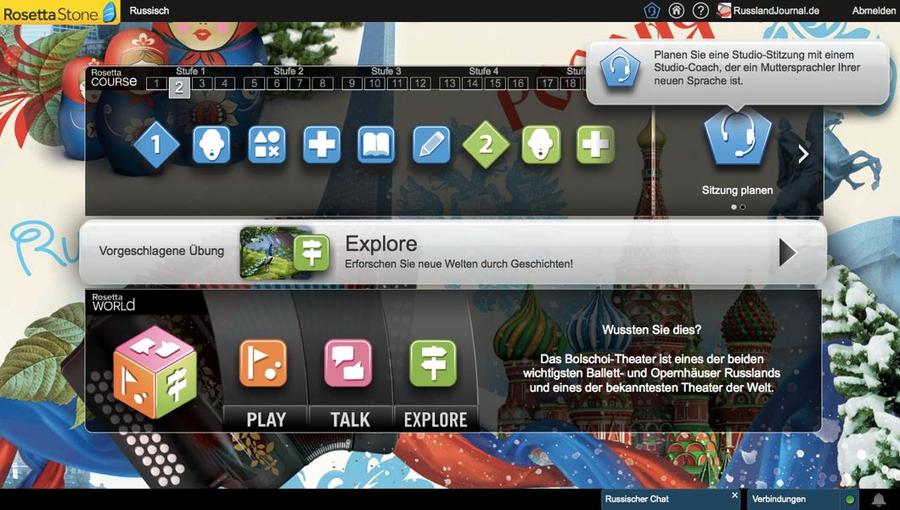Russisch in einer Live-Sitzung üben im Studio von Rosetta Stone Russisch TOTALe
