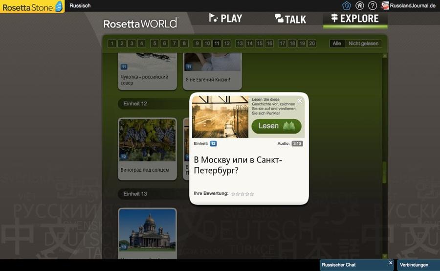 Anweisung zu einer Geschichte bei Rosetta Stone Russisch TOTALe