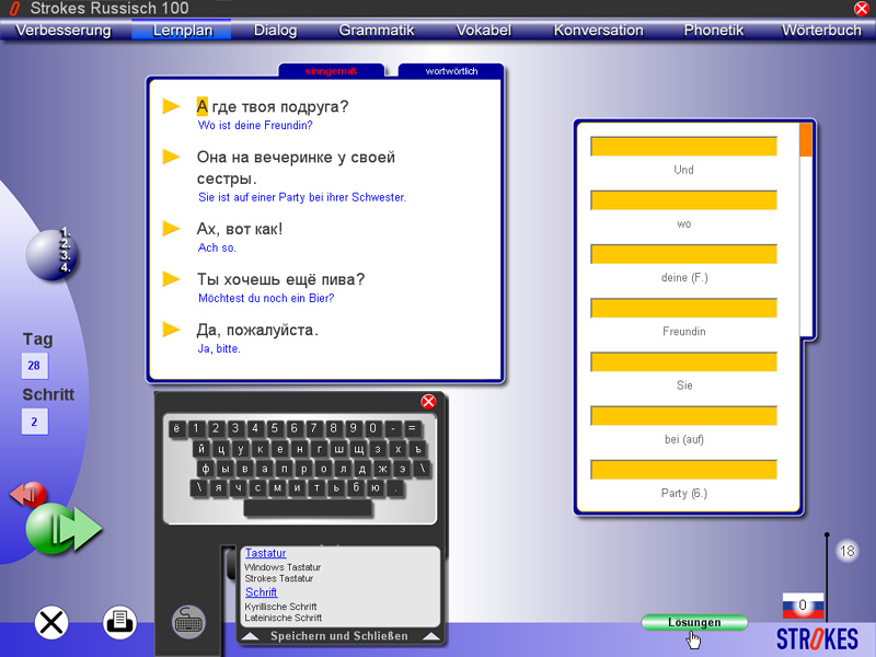 Wörter üben bei Strokes Easy Learning Russisch