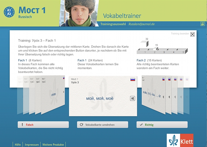 Lernen mit Karteikarten mit der CD-ROM zum MOCT 1 Vokabeltrainer Russisch