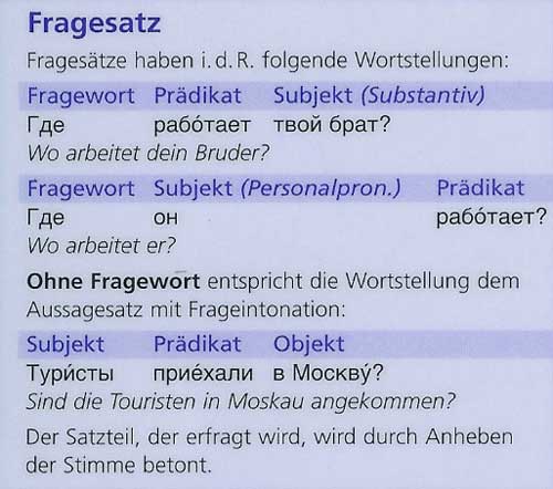 Wortstellungen in russischen Fragesätzen bei PONS Grammatik auf einen Blick Russisch