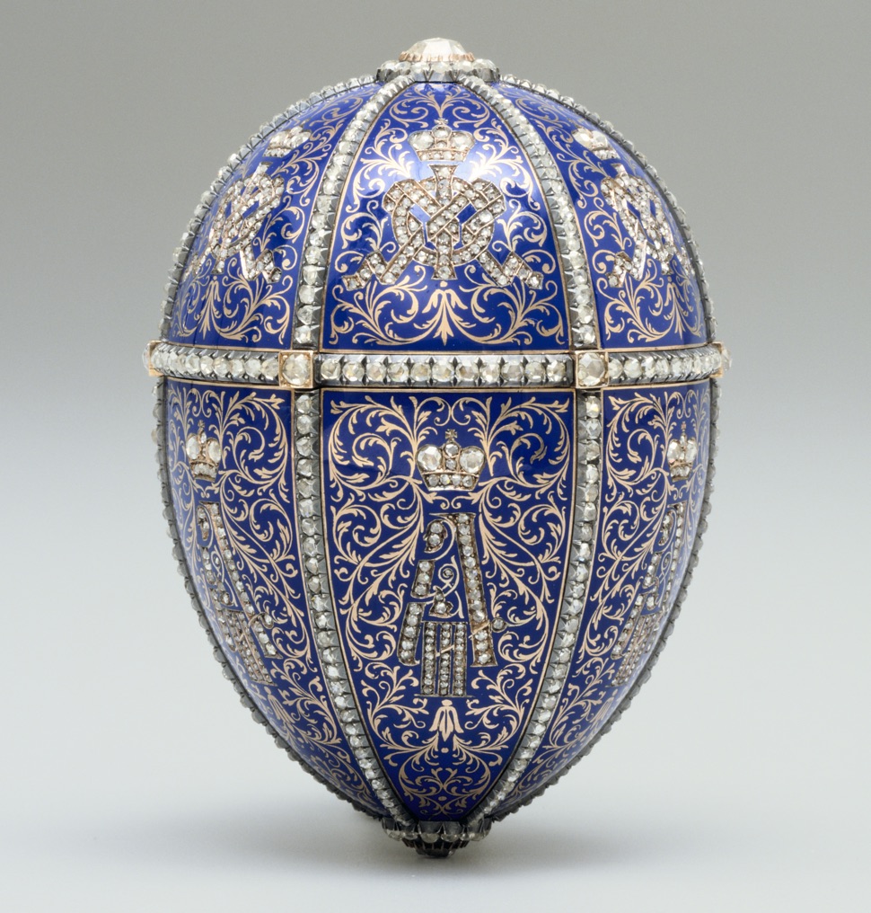 Blaues Fabergé-Ei 12 Monogramme