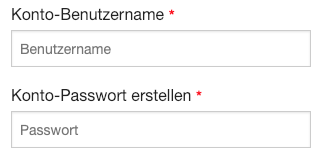 Konto-Benutzername und Konto-Passwort