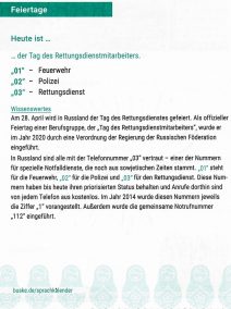 Info zum Tag des Rettungsdienstmitarbeiters auf Russisch
