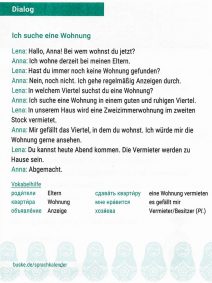 Dialog zur Wohnungssuche auf Deutsch mit Vokabelhilfe Russsich-Deutsch