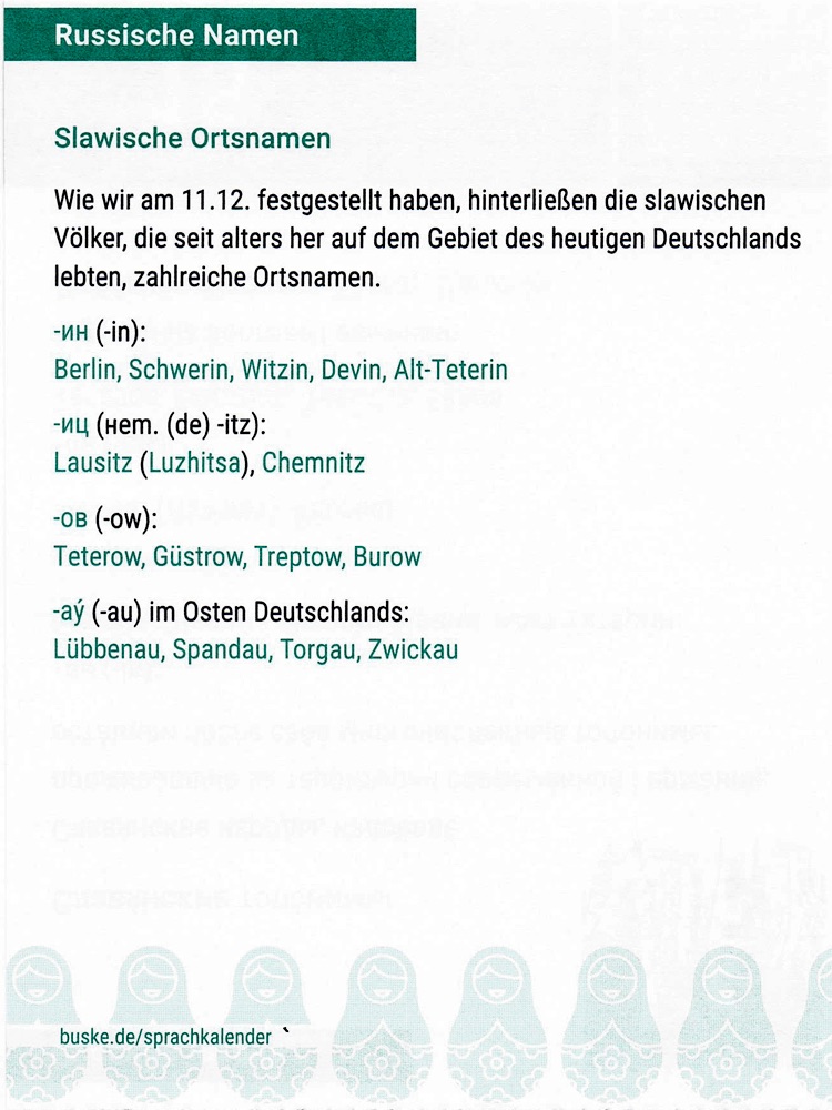 Deutsche Übersetzung der slawischen Ortsnamen in Deutschland